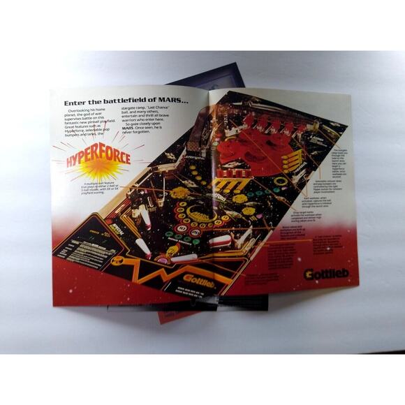 Pinball FLYERS Lot Of 4 Mars God Of War Nascar Hurricane Harley Davidson Vintage - Picture 3 of 3